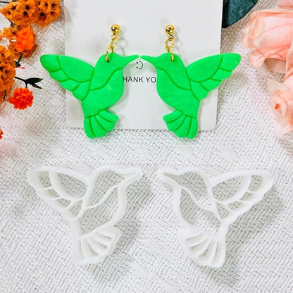 Xaekicr Hummingbird Polymer Clay Cutters – 4 Pcs Clay Cutters for Polymer Clay Jewelry, Bird Shape Clay Earring Cutters, DIY Clay Tools for Earrings and Crafts