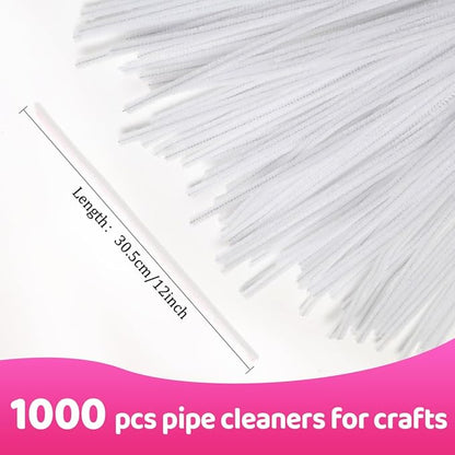 Praisebank 1000pcs White Pipe Cleaners, Pipe Cleaners, Pipe Cleaners for Crafts.