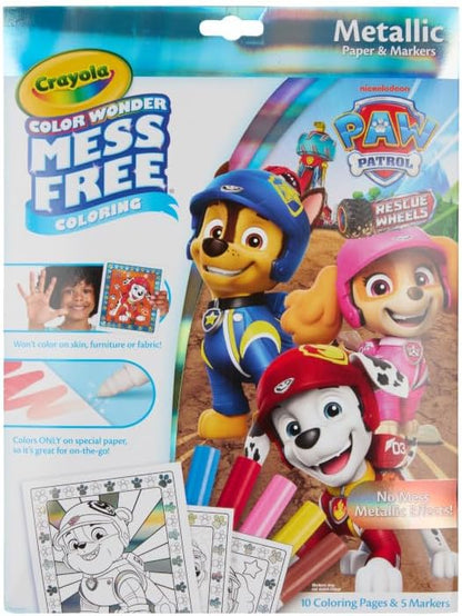 Crayola PAW Patrol Color Wonder Mess Free Coloring Set, Metallic Markers & Paper, PAW Patrol Toys, Toddler Coloring Kit, Travel Activity, Gift for Kids, 3+