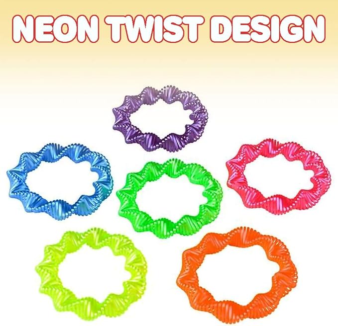 ArtCreativity Neon Twist Coil Bracelets - Pack of 12 - Cool Spiral Plastic Bracelets in Assorted Neon Colors - Fun Party Favor, Carnival Prize, Goodie Bag Fillers, for kids and adults