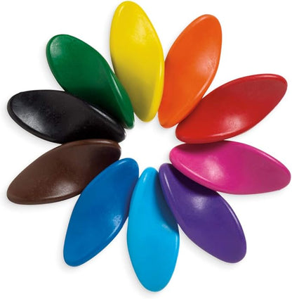 Ooly Ergonomic Erasable Crayons for Young Kids, 10 Colored Crayons in Bright Colors are Non-Toxic and Made from Eco-Friendly polymers, No Rolling Crayons for Young Kids