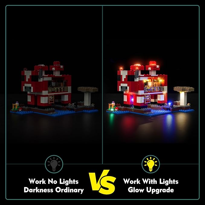 LocoLee Light kit Compatible with Lego The Mooshroom House - No Model Only Light, LED Lighting Accessories Compatible with Lego Moo Mushroom House 21270