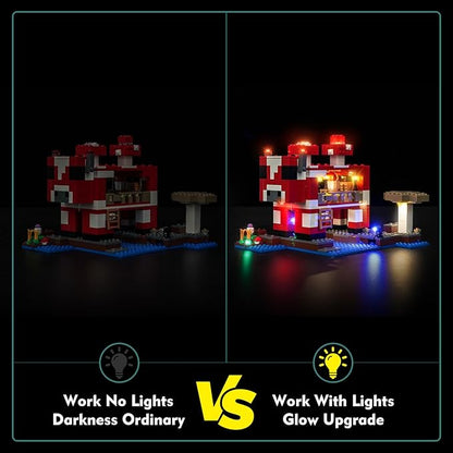 LocoLee Light kit Compatible with Lego The Mooshroom House - No Model Only Light, LED Lighting Accessories Compatible with Lego Moo Mushroom House 21270