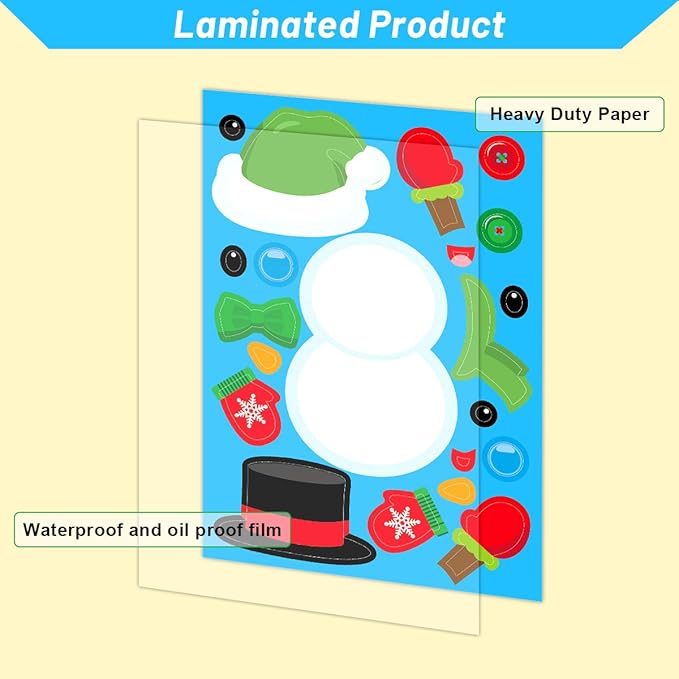 48 Pcs Make Your Own Christmas Sticker Sheets for Kids Home Classroom Party Favor Art Craft School Rewards