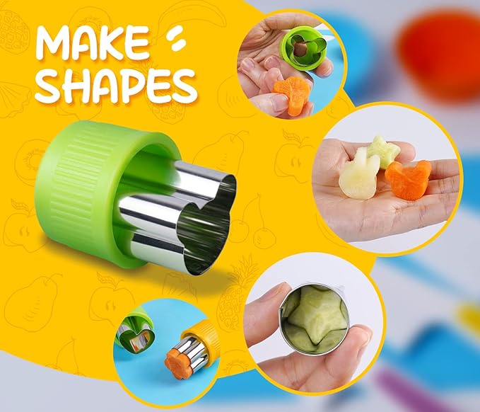 Kids Safe Knives Set, 30 Pieces Kids Wooden Kitchen Knife Kits for Real Cooking with Cutting Board, Peeler, Potato Slicer, Fruit Cutters Shapes and Fork Picks, Dishwasher Safe