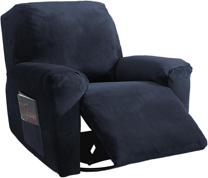 NORTHERN BROTHERS Stretchy Recliner Chair Covers, Velvet Recliner Covers, Lazy Boy Chair Cover (Dark Blue, XL 1 Seat)