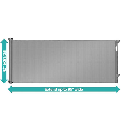 42" Tall X 95" Wide Extra Tall and Wide Baby Gate Extra Wide Baby Gate Extra Tall Retractable Dog Gate for The House Extra Wide Pet Gate Extra Tall Dog Gate Extra Large Baby Gate Outdoor Gate for Deck