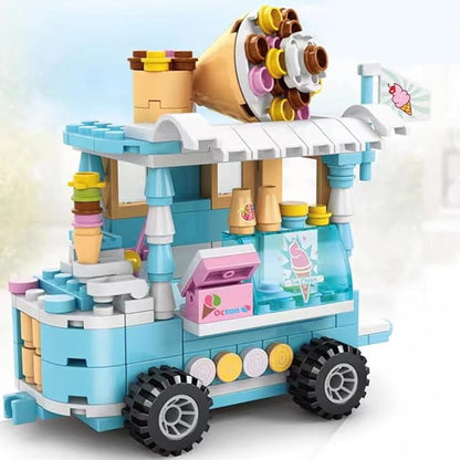 Girls Building Blocks Toys 184 Pieces Ice Cream Truck Set Toys for Girls Models Pink Building Bricks Toys STEM Toys Construction Play Set for Kids Best Gifts for Girls Age 6-12 and Up