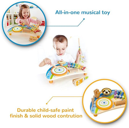 Hape Mighty Mini Band Wooden Percussion Instrument| Preschool Educational Music Toys for Kids