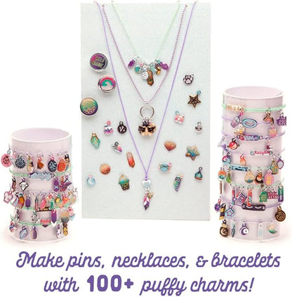Craft-tastic — Puffy Charming Charms — Designs Pins, Necklaces, and Bracelets — Fun Creative Craft Kit for Ages 8+