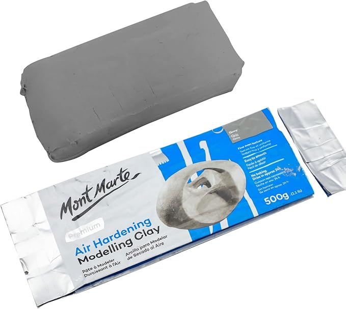 Mont Marte Grey Air Hardening Modeling Clay, 500g (1.1lb). Dries in Approximately 24 Hours. Suitable for Sculptors and Modelers of All Skill Levels.