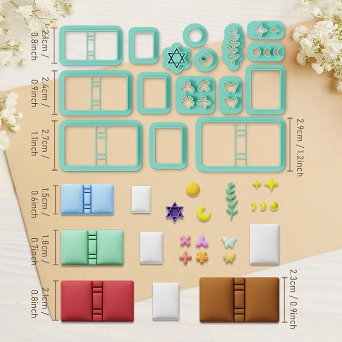 ORIGACH 16 Pcs Book Theme Polymer Clay Cutters Set Earring Clay Cutter DIY Craft Supplies for Earring and Jewelry Making