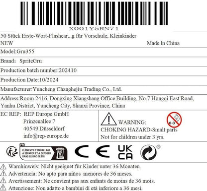 50 PCS First Word Flashcards, Double Sided Learning Cards Alphabet, Foods, Animals, Shapes, Colors, Vehicle, Body Parts with 2 Reclosable Rings, Learning Tool for Pre-K Kindergarten Toddlers