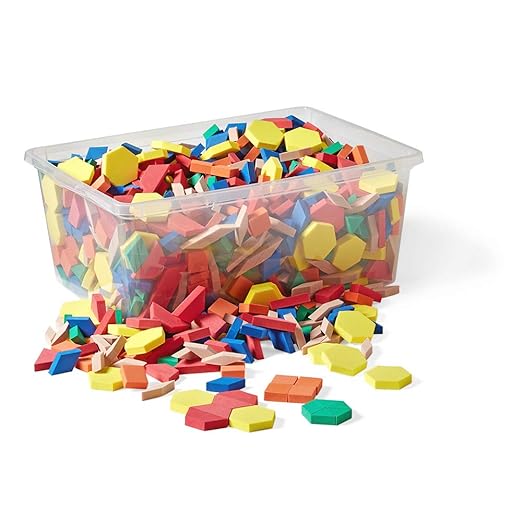 hand2mind Foam Pattern Blocks, Geometric Shapes for Kids, Pattern Play, Toddler Pattern Blocks, Learning Shapes for Kindergarten, 3D Shapes Manipulatives, Sorting Math Blocks (Set of 1,250)