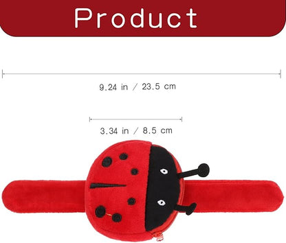 Abaodam 2Pcs Animal Slap Bracelet Coin Purse Ladybug Unicorn Slap Bracelet Plush Stuffed Animal Hugger Snap Wristband Wallet for Kids Birthday Party Plush Slap Bracelet