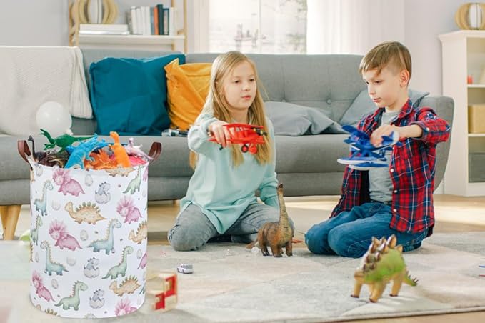 ESSME Kids Dinosaur Laundry Basket,Dinosaur Laundry Hamper for Boys Room Decor,Baby hamper,Nursery Hamper,Cute Basket.(Cute Dinosaur)