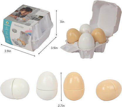 Wooden Eggs, 4PCS Easter Egg Cutting Toys Wooden Play Food Pretend Play Food Sets for Kids Early Development, Christmas Birthday Gifts