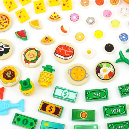 City Food Pieces Pack, Friends House Building Blocks Accessories, People Farm Kitchen Restaurant Comida Bricks Parts Sets, Pretend Play Food Toys for Kids Boys and Girls