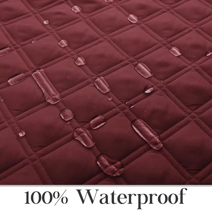 TOMORO Non-Slip Oversized Recliner Cover, 100% Waterproof Quilted Recliner Chair Slipcover Furniture Protector with Pockets, Washable Couch Cover with Elastic Straps for Kids and Pets