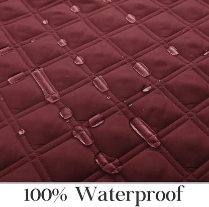 TOMORO Non-Slip Oversized Recliner Cover, 100% Waterproof Quilted Recliner Chair Slipcover Furniture Protector with Pockets, Washable Couch Cover with Elastic Straps for Kids and Pets