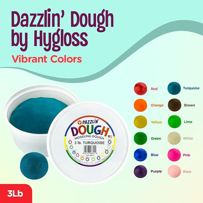 Hygloss Play Modeling Dough - Turquoise Dough Unscented - Safe & Non-Toxic for Kids Arts & Crafts - Party Favors - Classroom Supplies - 3lb