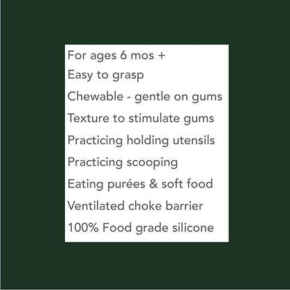 Baby Spoons and forks set, Silicone, Self Feeding pack of 2, Toddler spoon and fork set, Baby Led Weaning Supplies, First Stage Baby Essentials, Safe To Use, Gentle Teethers- (Earthy colors)