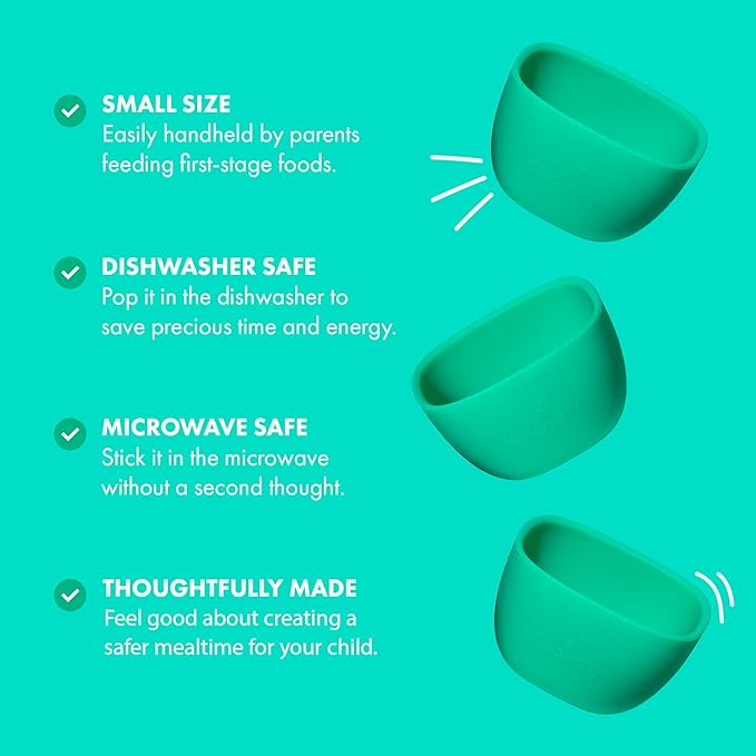 Avanchy Baby Bowls Silicone MINI Prep Bowl Set for Babies Kids Toddler for Feeding Food 4 oz, Green