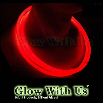 Glow Sticks Bulk Wholesale Necklaces, 1200 22” Red Glow Stick Necklaces, Bright Color, Glow 8-12 Hrs, Connector Pre-Attached, Sturdy Packaging, GlowWithUs Brand