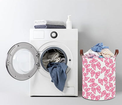 NTAOHAMPER Laundry Hamper,Laundry Basket,Baby Nursery Hamper,Waterproof Storage Bin,Clothes Organizer Basket,Room Decor(Big Bowknot)