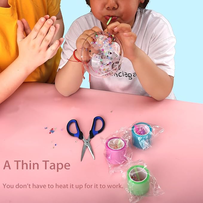 Nano Tape for Bubble Kit - 6pcs Colorful Double Sided Elastic Tape for Balloon Decorating and Crafting