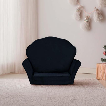 COSYLAND Kids Sofa for Toddler, 2-in-1 Folding and Expandable Soft Chair Bed Toddlers,Convertible Sofa to Lounger Sleeper Chair Bed for Girls and Boys,Black