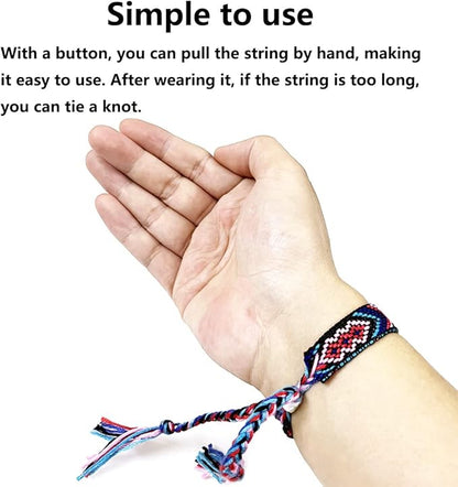 Woven Friendship Bracelets, Braided Bracelets String, Adjustable Nepal Bracelet，Mexico Wave Anklet for Best Friends Kids Women Girls Kids Men, Assorted Colorful（12PCS）