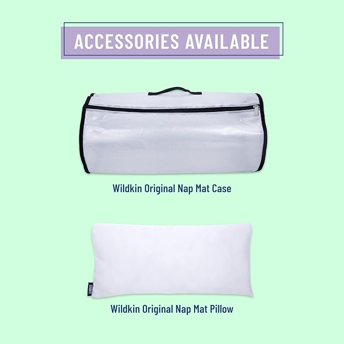 Wildkin Original Nap Mat with Reusable Pillow for Boys & Girls, Perfect for Elementary Daycare Sleepovers, Features Hook & Loop Fastener, Cotton Blend Materials Nap Mat for Kids