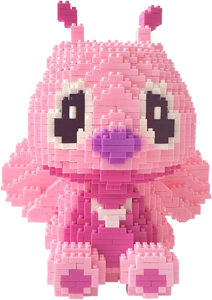 Building Bricks 1600+ Pieces Set - Classic Cartoon Characters Building Blocks - Mini Building Block for Boys Girls & Adults (Pink)