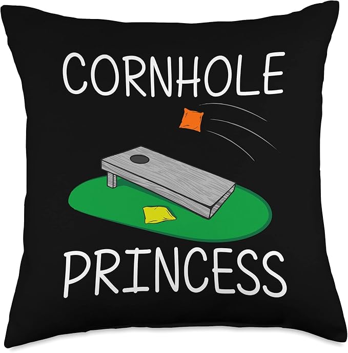 Cool Cornhole Design for Girls Kids Corn Bean Bag Toss Game Throw Pillow, 18x18, Multicolor