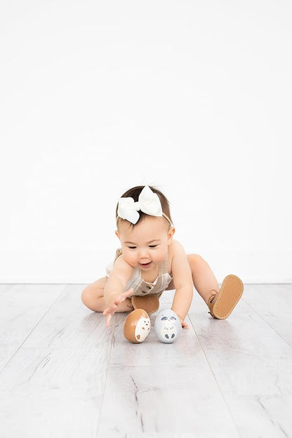 Pearhead Wooden Wobble Toy Set, Baby Tummy Time Montessori Toy, for Babies 6+ Months, Wobbler Toys for Learning, Baby Development Toy for Infants and Toddlers