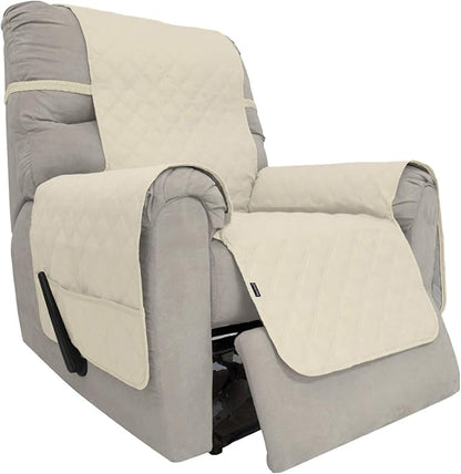Easy-Going Sofa Slipcover Waterproof Recliner Chair Cover Non-Slip Fabric Couch Cover for Living Room Washable Furniture Protector for Pets Kids Children Dog Cat (Recliner, Ivory)