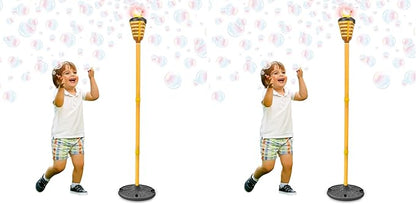 Tiki Torch Bubbler - Valentine's Bubble Machine with Lights and Music, Bubble Blower and Wand, Rechargeable Outdoor Toy for Kids Teens Birthday Party, 4 Feet Tall, Includes 4oz Bubble Solution