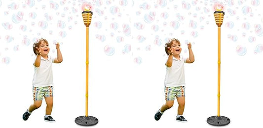 Tiki Torch Bubbler - Valentine's Bubble Machine with Lights and Music, Bubble Blower and Wand, Rechargeable Outdoor Toy for Kids Teens Birthday Party, 4 Feet Tall, Includes 4oz Bubble Solution
