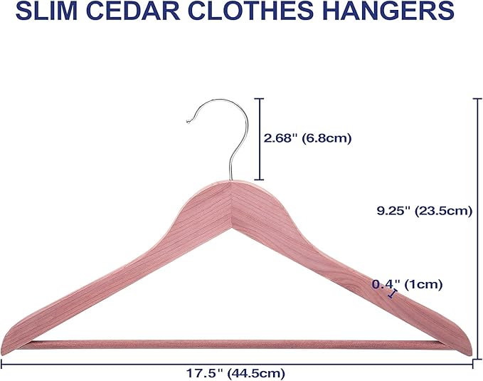 FairyHaus Natural Cedar Wooden Coat Hangers 18Pack, Smooth Finish Wood Suit Hangers - Slim Sleek & Flat Cedar Shirt Hangers with 360° Rotating Hook, Durable Cedar Clothes Hangers