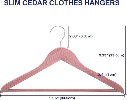 FairyHaus Natural Cedar Wooden Coat Hangers 18Pack, Smooth Finish Wood Suit Hangers - Slim Sleek & Flat Cedar Shirt Hangers with 360° Rotating Hook, Durable Cedar Clothes Hangers