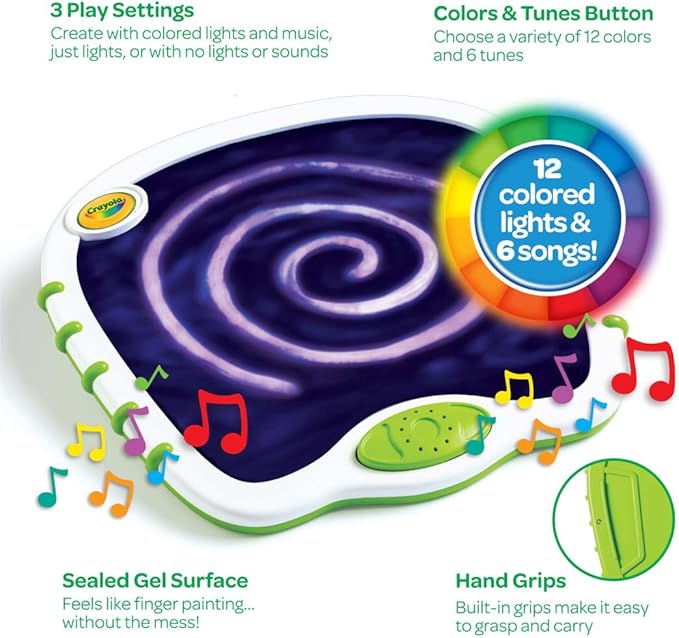 Crayola Toddler Touch Lights, Musical Toy, Sensory Board, Sensory Toys for Toddlers, Mess Free Finger Painting, Gift for Toddlers, 2+