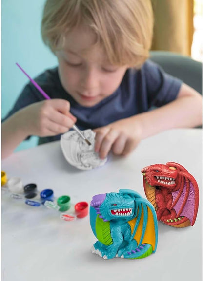 4M Mould & Paint - 3D Dragon, Plaster Cast and Paint Two Dragons, Arts and Crafts Painting Kit for Boys and Girls Ages 5 Years and Up