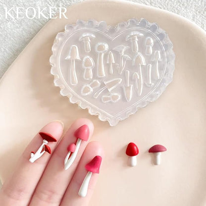 KEOKER Fall Polymer Clay Molds, Mushroom Polymer Clay Silicone Molds, Polymer Clay Mini Molds, 4pcs Earring Molds for Polymer Clay, Autumn Polymer Clay Molds for Jewelry(Substitute Micro Clay Cutters)