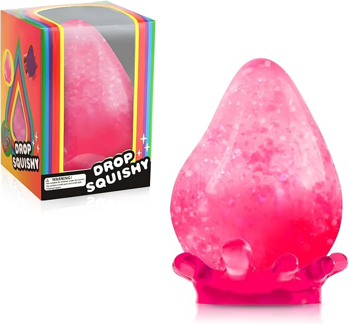 Fidget Toys Dream Squishy Drop, Stress Cube Squishies Anxiety Stress Relief, Ice Squishy Stress Cube-Drop Malt Sugar Balls, Sensory Ball for Kids with Autism (Pink, 1)