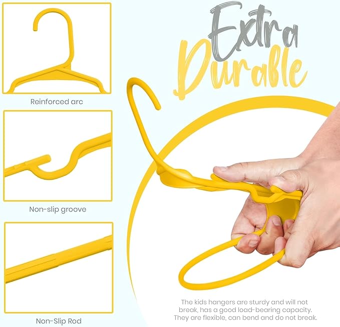 Utopia Home 40 Pack Kids Hangers - 11.5 Inch Plastic Baby Hangers for Closet - Childrens Hanger for Clothes & Infant Hanger for Closet - Ideal for Everyday Standard Use (Yellow)