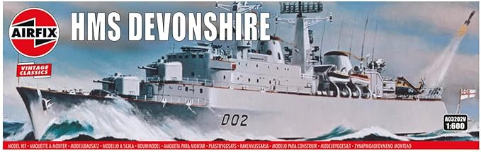 Airfix Vintage Classics HMS Devonshire (Do2) Destroyer 1:600 Royal Navy Military Battleship Plastic Model Kit A03202V