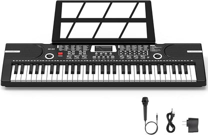 61 keys keyboard piano, Electronic Digital Piano with Built-In Speaker Microphone, Sheet Stand and Power Supply, Portable piano Keyboard Gift Teaching for Beginners