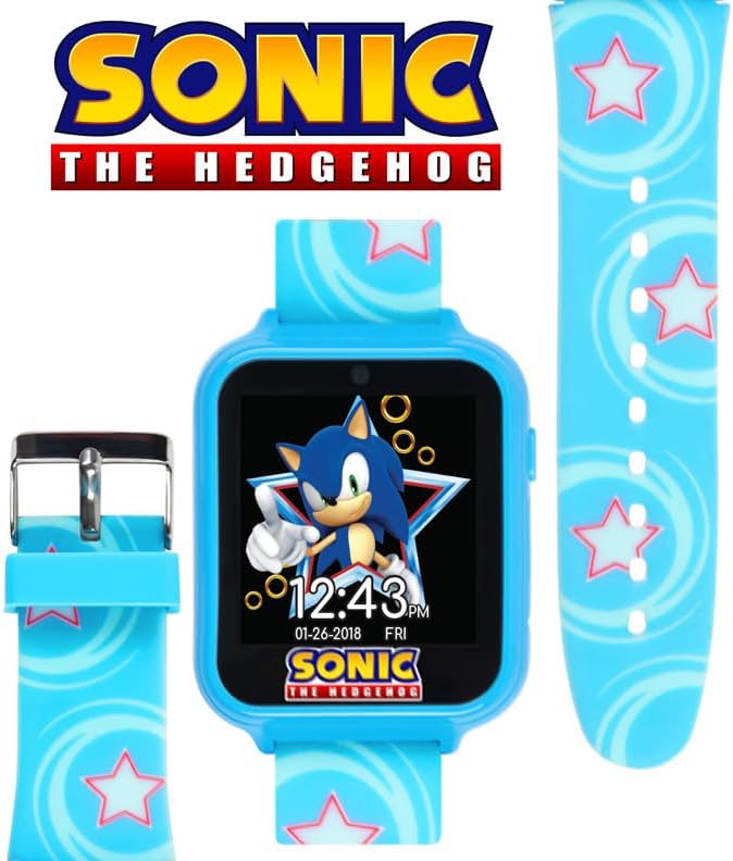 SEGA Sonic the Hedgehog Educational Learning Touchscreen Smart Watch Toy for Boys, Girls, Toddlers - Selfie Cam, Learning Games, Alarm, Calculator, Pedometer (Model: SNC4055AZ)