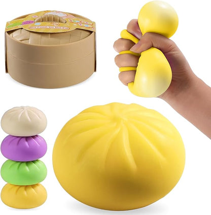 Dumpling Squishy Mystery Box, Dumplings Squeeze Stress Balls for Kids & Adults, Sensory Fidget Toys for Anxiety Relief, Crazy Fun Squishy Dumpling Ideal Gift for Boys,Girls,Teens(Yellow)